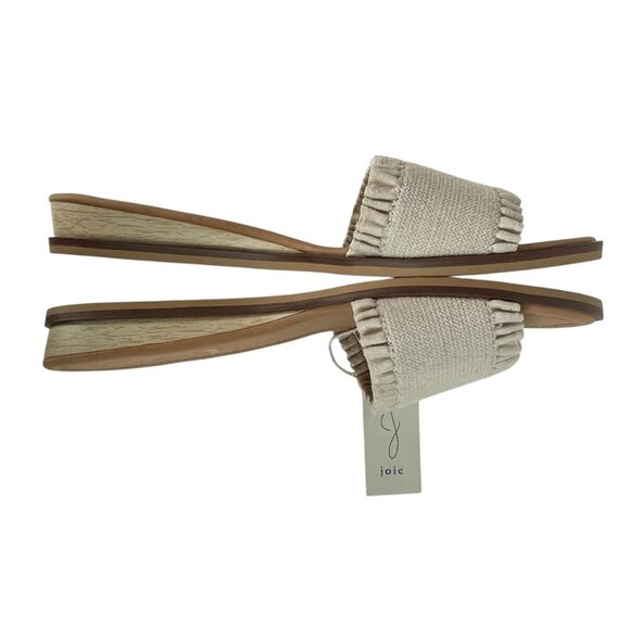 NWT Joie Eidel Canvas Ruffle Cream Flat Slide Sandals 9 Boho Bohemian Beachy - Picture 8 of 11